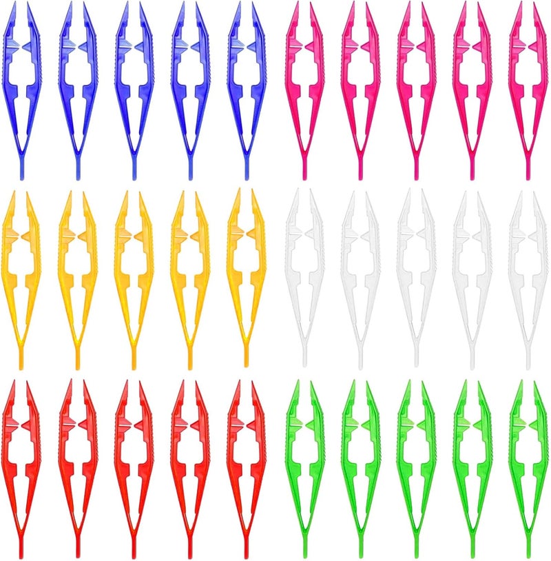 ZiKON 30PCS Plastic Tweezers Beads Tweezers for Dried Flowers Handmade Bead Tweezer Plastic Forceps Craft Tweezer for DIY Bead Jewelry Making Beading Project (30) - Image 1